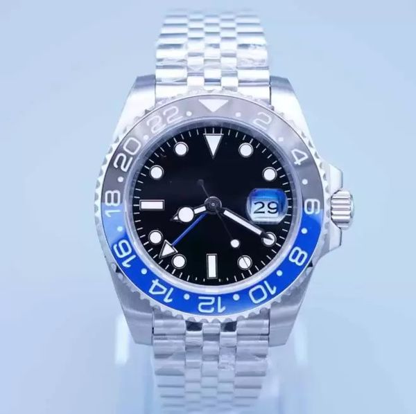 

aaa st9 super u1 men 3866 watch automatic movement batgirl black blue ceramic sapphire dial master 2 jubilee bracelet wristwatch men watches, Slivery;brown