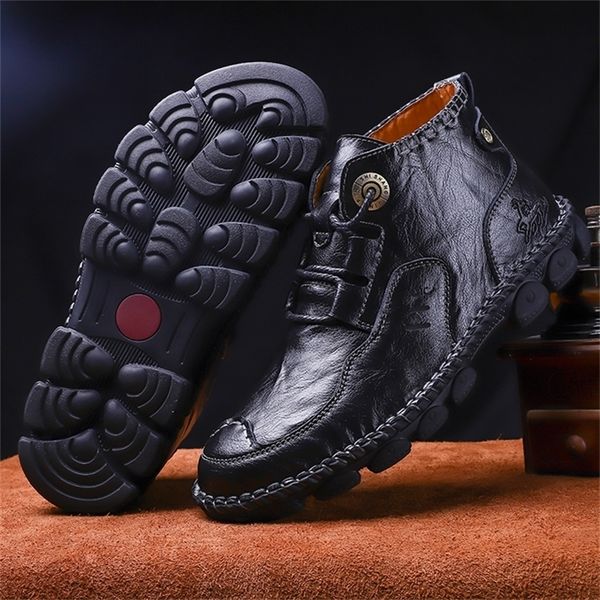 

autumn early winter men work boots leather man ankle 's boots shoes casual big size 38-48 220817, Black;brown
