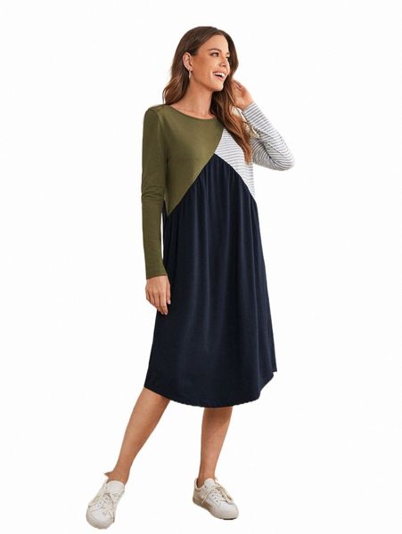 

emery rose cut and sew tee dress 3408#, Black;gray
