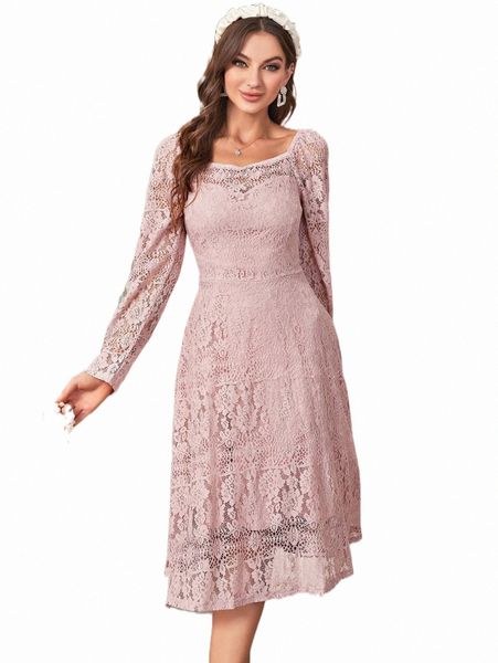 

sweetheart neck raglan sleeve lace dress 88hg#, Black;gray