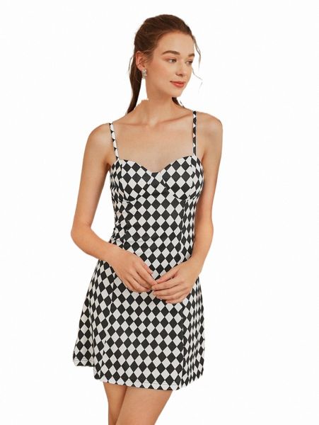 

mod allover geo print cami dress p1wt#, Black;gray