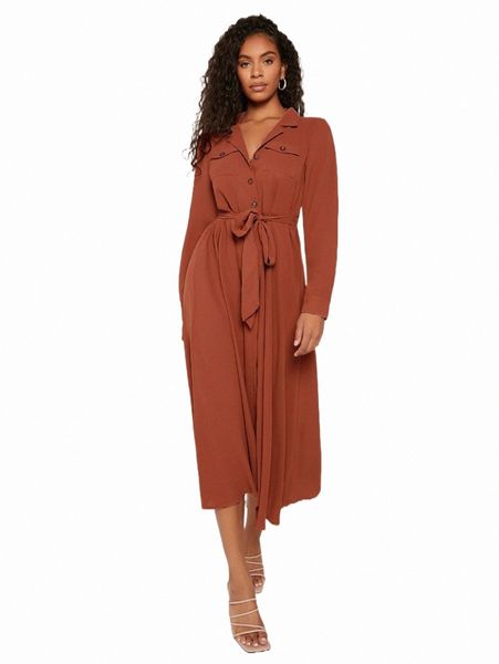 

evolu solid button front belted shirt dress i3mv#, Black;gray