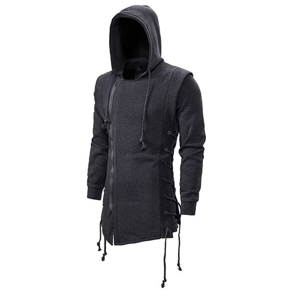 

autumn men hoodies sweatshirts casual solid long sleeve hoodie men slim fit dark hooded loose jacket coats 220817, Black