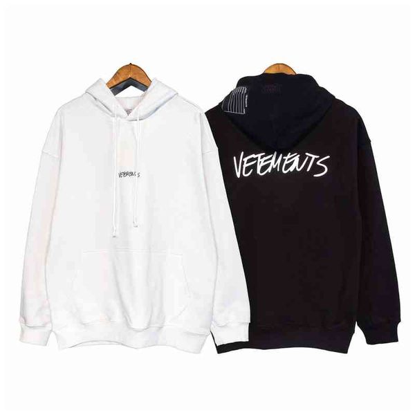 

correct designer nk version vettements black sticker label men's and women's hooded plush sweater hoodie