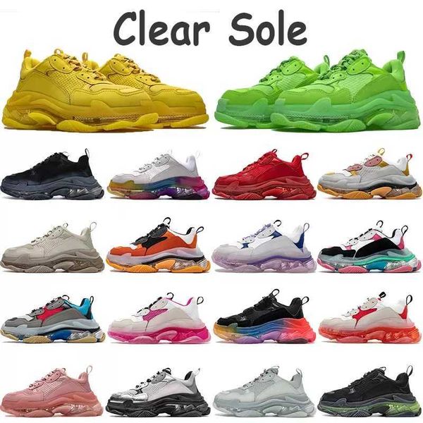 

kids triple s clear sole sneakers designer luxury toddler tennis shoes trainers runner platform dad shoe low youth paris jogging flats, Black