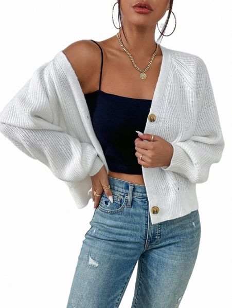 

raglan sleeve eyelet detail cardigan s7kg#, White;black