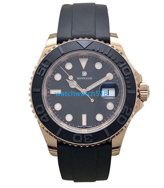 

luxury mens watches sapphire mirror 116655 126655 40mm black dial rubber stap mechanical automatic steel bezel luminous fashion waterproof w, Slivery;brown