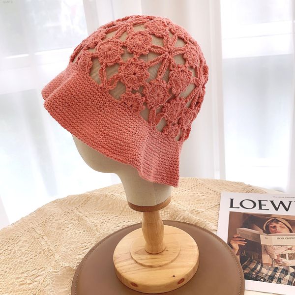 

fashion hollow hook flower bucket hat female summer version sunscreen ultraviolet sun hat breathable knitting crochet women caps y220818, Blue;gray