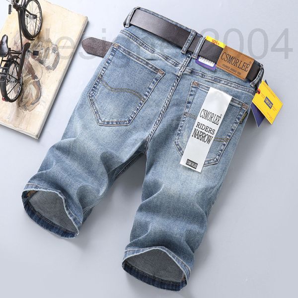 

men's jeans designer smoke grey denim capris men's straight tube loose youth wear medium pants summer thin shorts yahi, Blue