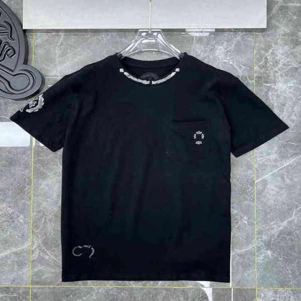 

luxury classic mens t shirts ch brand fashion men sanskrit letter t-shirt horseshoe cross designer tshirts man hip hop sweater summer loose, White;black