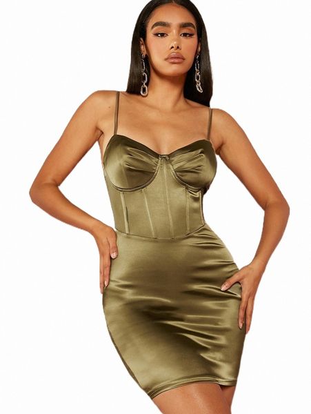 

fold pleated seam front satin cami dress n5mv#, Black;gray