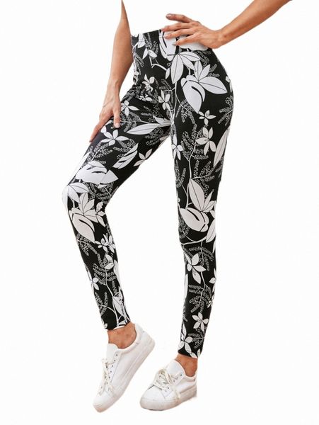 

emery rose floral print high waist leggings 426p#, White;black