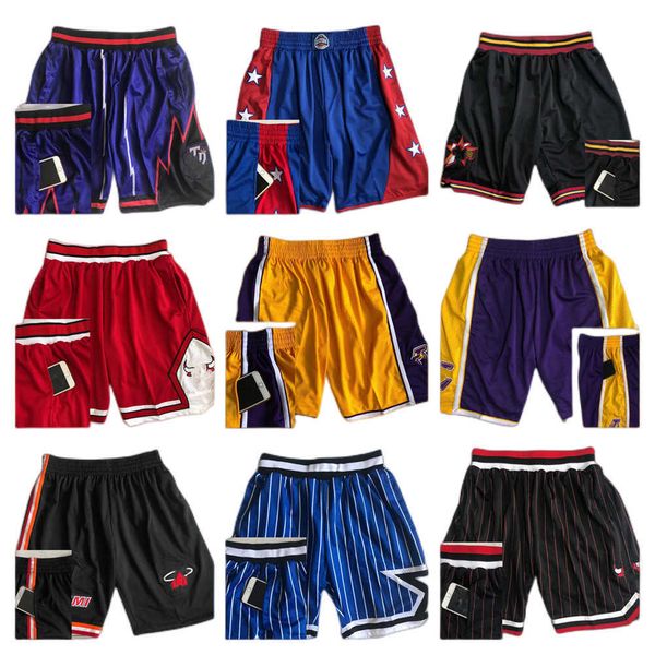 

authentic embroidery mitchell and ness basketball shorts vintage real stitched pocket retro with pockets breathable gym training beach pants, Black