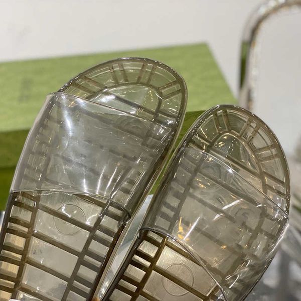 

2022 g style crystal sandals brand women slipper jelly slides transparent clear platform beach shoes mules pool slide ladies flip flops, Black