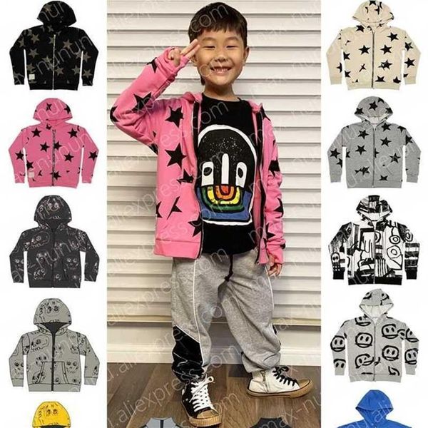 

aw kids clothing original label max nununu sporty zip training jacket vest scribbled skulls hoodie smiles stars 211029263n, Black