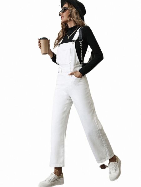 

patched pocket denim overalls without p6x7#, Black;white