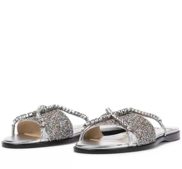 

famous summer aadi sandals mules black nude leather women slipper crystal strap slides elegant beach slides comfort walking eu35-43
