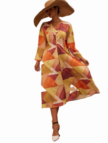 

color block geo print dress b9y0#, Black;gray