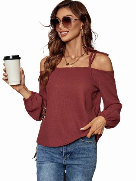 

solid cold shoulder tee 49gu#, White