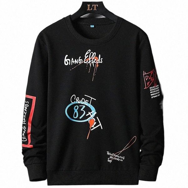 

men's hoodies & sweatshirts men casual sweatshirt hip hop spring autumn mens wear loose type clothing pullover plus size 8xl k410 b9th#, Black