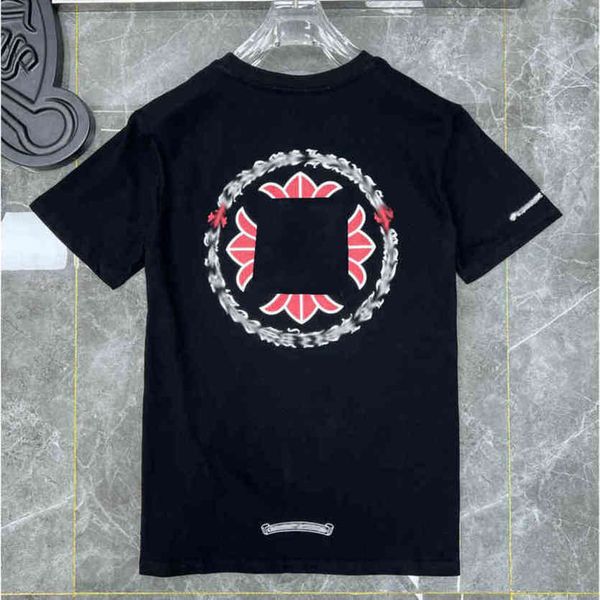 

brand summer mens t shirts horseshoe flower tees ch man classic cross t-shirts women shirt sanskrit letter designer tshirts luxury boy hip, White;black