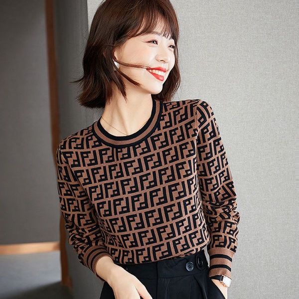 

designer sweater women's autumn round neck striped fashion long sleeve women casual classic vintage fashion clothes full letter luxurio, White;black