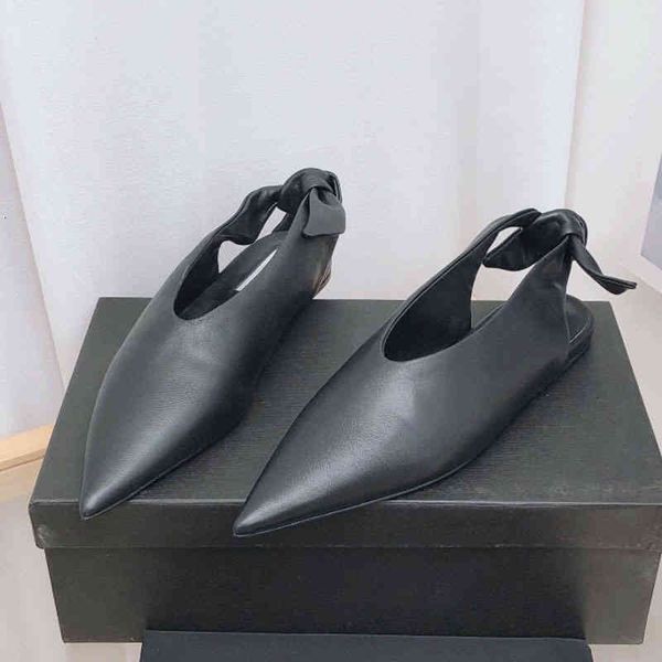 

new dress shoes bow ladies fashionable sandals simplicity pointed toe sheepskin apartments soft and comfortable leisure holiday shoes, Black