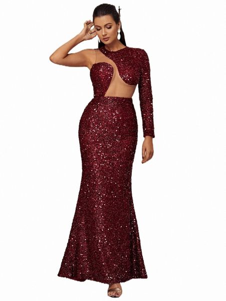 

missord asymmetrical neck mesh insert sequins dress s7vq#, Black;gray