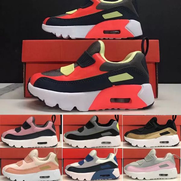 

2022 children's kids 90 athletic shoes boys girls black white pink running shoes sneakers baby infant air cushion sneaker 90s sports sh
