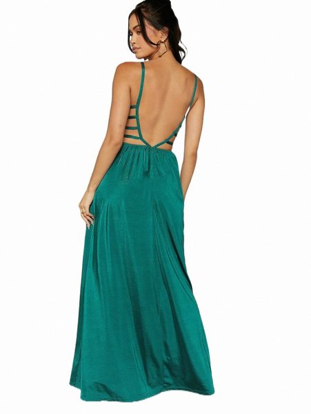 

open back detail thigh slit cami maxi dress o8qo#, Black;gray