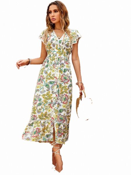 

floral print ruffle hem dress o55p#, Black;gray