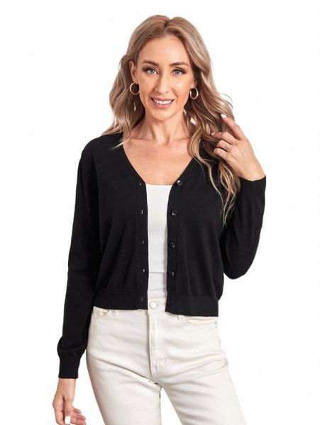 

emery rose button front solid cardigan s1wn#, White;black
