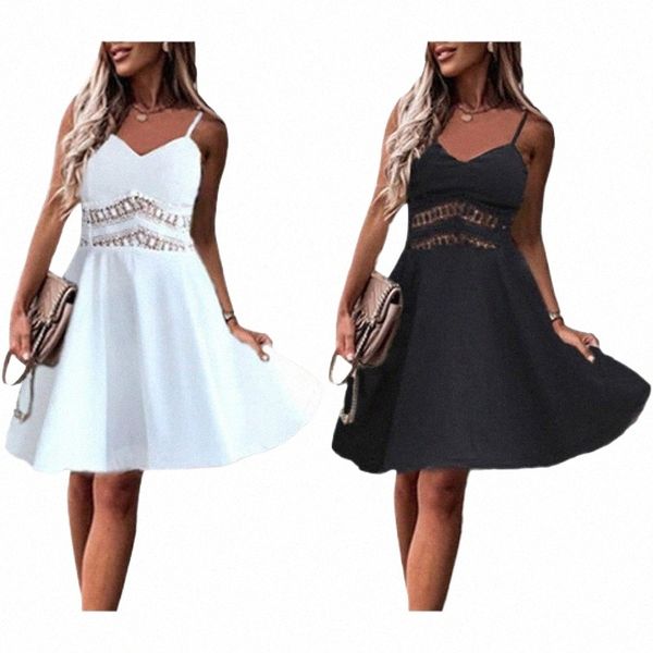 

casual dresses vicabo women summer lace pleated sleeveless slip dress ladies swing a-line sun vestidos t79i#, Black;gray