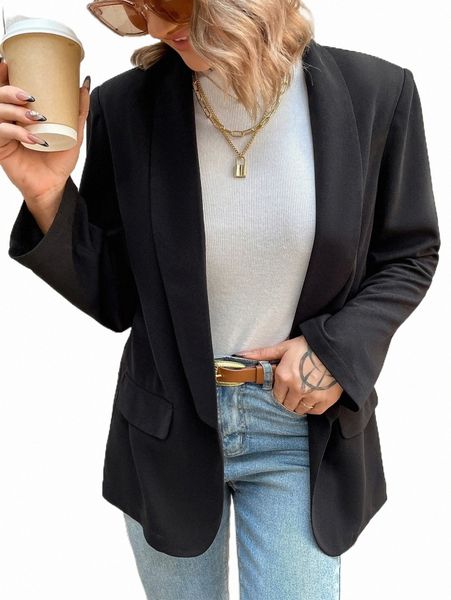 

shawl collar flap detail blazer r5t3#, White