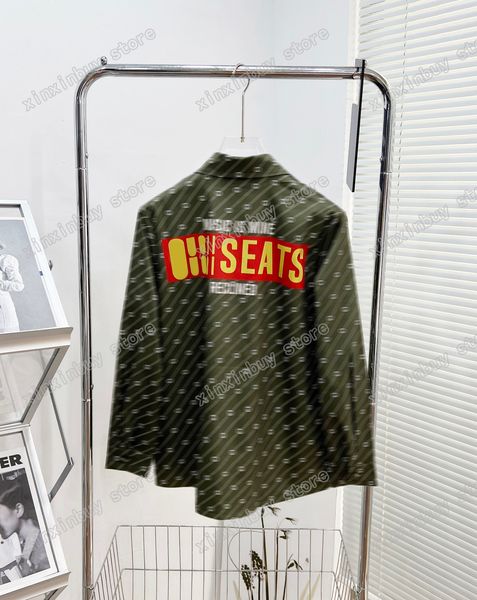 

xinxinbuy men women designers casual shirts music mine print cotton long sleeve turn down collar streetwear green -2xl, White;black