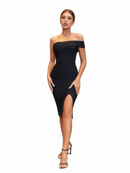 

adyce one shoulder split thigh bandage dress t2y8#, Black;gray