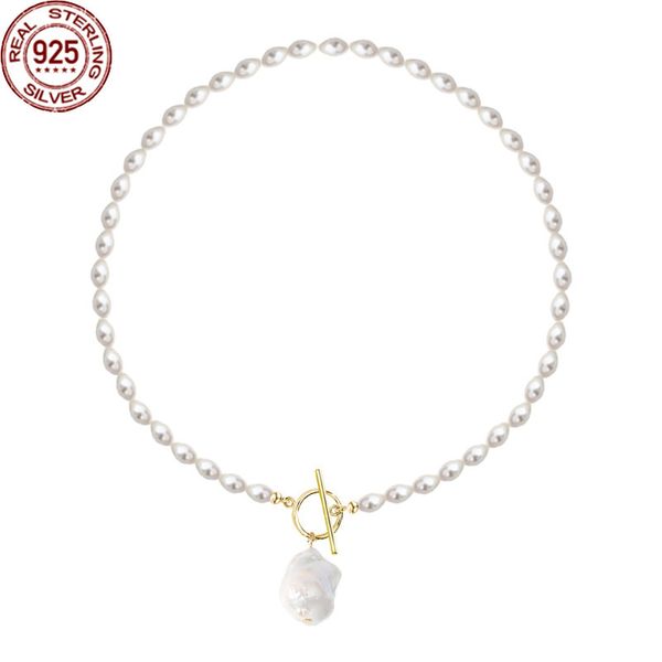 

2022 925 silver beaded necklaces shaped pearl pendant baroque style ins fashion versatile jewelry collarbone chain female bridal