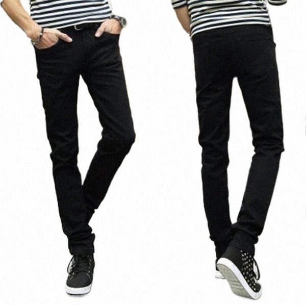 

men's jeans 2022 fashion men straight teenagers sweatpants trousers black denim pants male student skinny hip hop 28-341 n4hu#, Blue