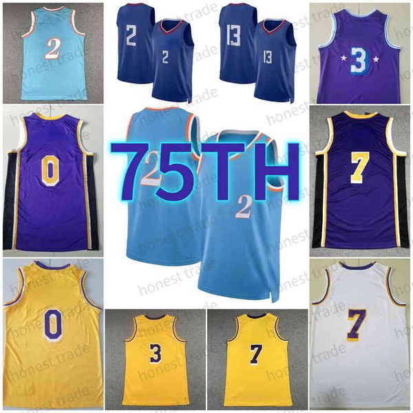 

75th new carmelo anthony purple basketball russell westbrook jersey davis men yellow blue kawhi white paul 3 george leonard jersey, Black