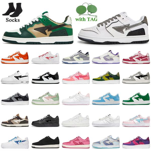 

2022 fashion women mens a bapestas shoes low baped sk8 sta white abc camo green 20th anniversary blue pastel pink grey black white trainers