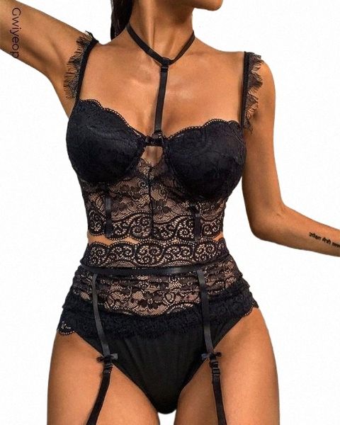 

bras sets women lace lingerie set hollowed out slim fit v-neck underwear bra panties exotic apparel babydolls outfit s-xl e5eu#, Red;black
