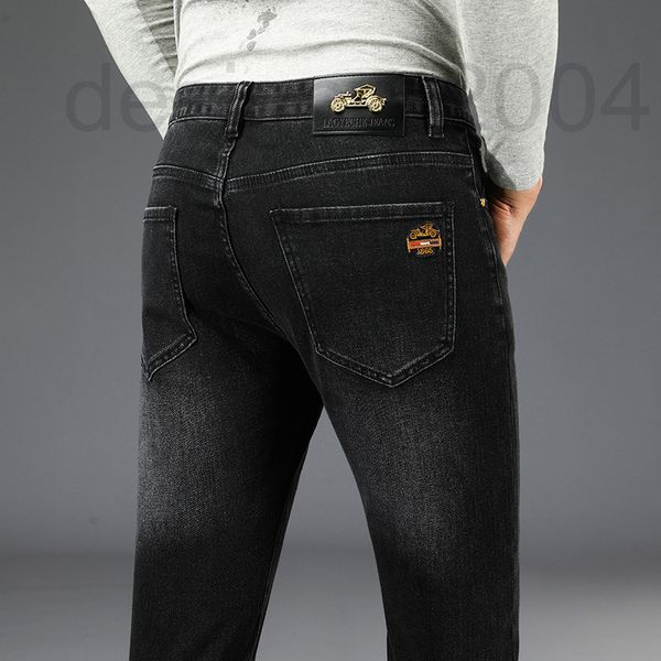 

men's jeans designer winter high-end men's denim pants washed cotton black casual middle waist youth slim fit micro elastic jeans, Blue