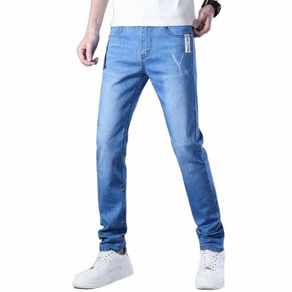 

men's jeans summer thin male korean style slim denim trousers m1ut#, Blue