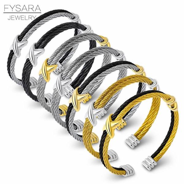 

european bangle ed cable wire bracelet antique bangles cross fashion designer brand vintage x cuff bracelets1849, Black