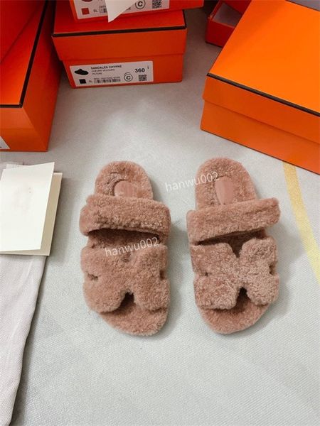 

2022 luxury slide designer fashion women wool sandals warm comfort slippers woman slipper shoes autumn winter slides scuffs sandal size35-41, Black