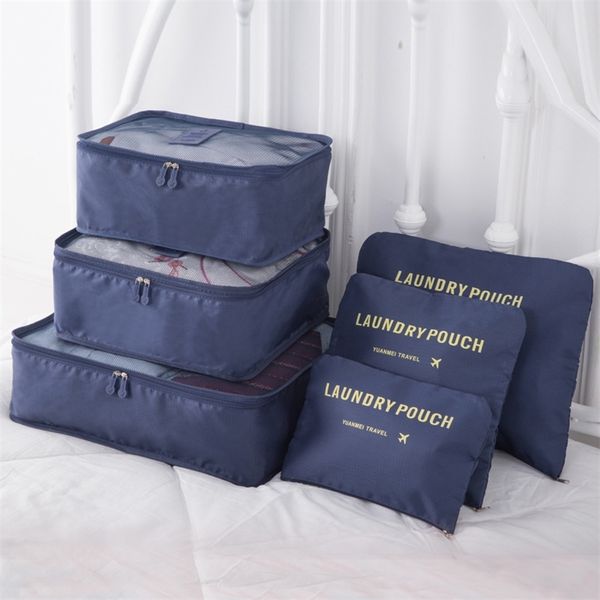 

6 pcs travel storage bag set for clothes tidy organizer wardrobe suitcase pouch case shoes packing cube 220819