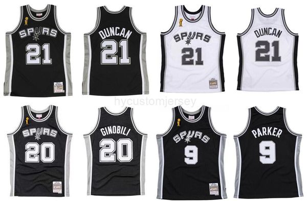 

duncan stitched tim #21 tony parker #9 manu ginobili #20 basketball jersey s-6xl mitchell & ness 2002-03 mesh hardwoods classics retro versi, Black