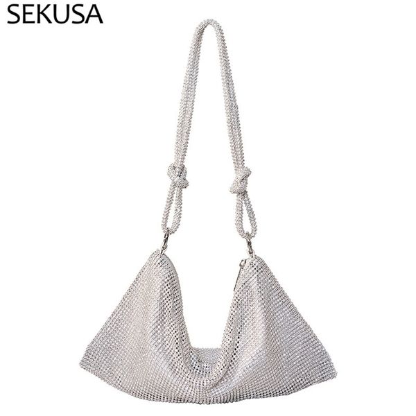 

arrival women evening bags rhinestones soft bucket design day clutches zipper handbags party purse w220818