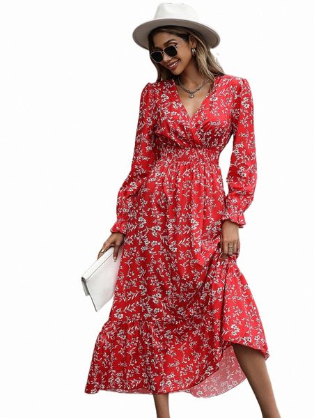 

casual dresses ditsy floral print flounce sleeve ruffle hem dress u2nx#, Black;gray