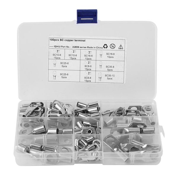 

100pcs sc terminals tinned red copper electrical cable lugs set for car boats